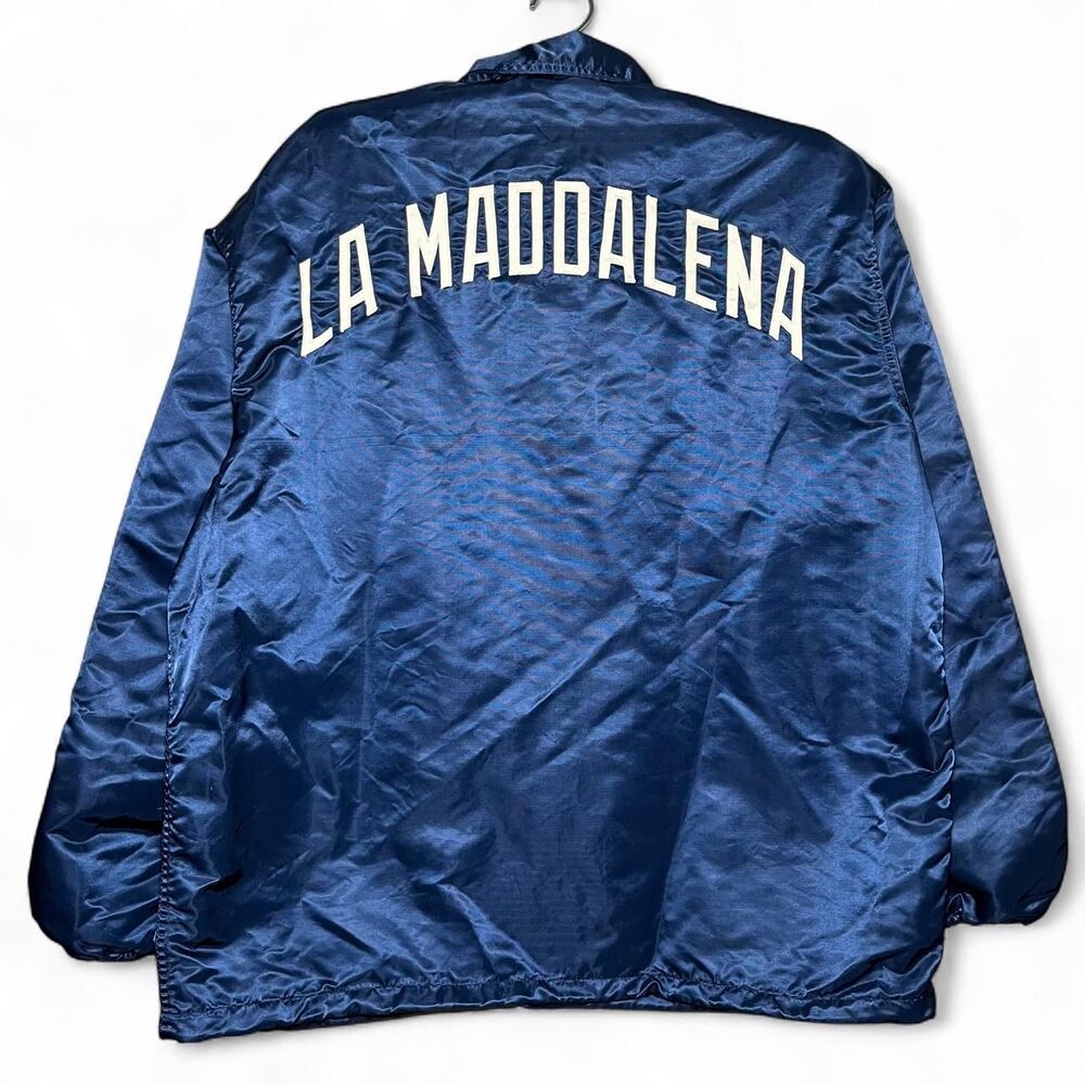 Vtg 60s Rawlings LA Maddalena Italy Destination Navy Blue Windbreaker Jacket L